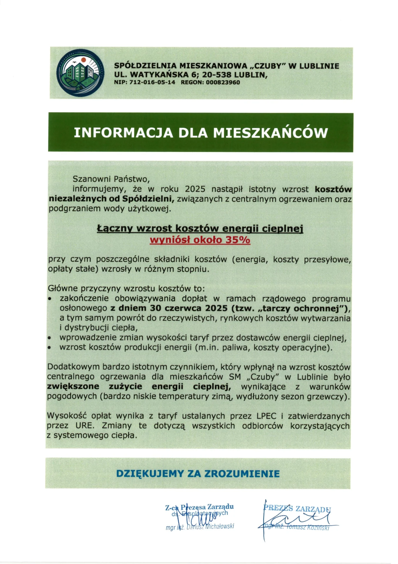 Baner Koszty energii cieplnej – przyczyny wzrostu